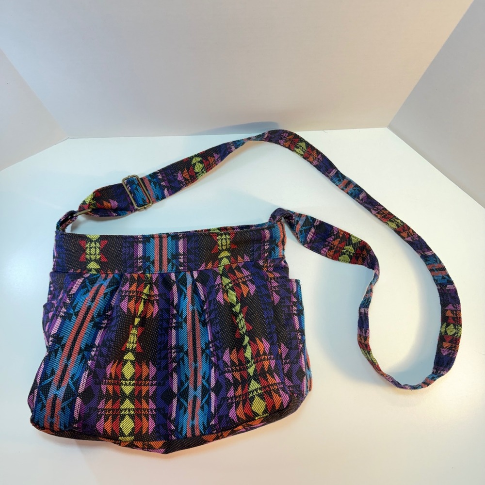 Hobo Crossbody Bag‎ Multicolor Woven Boho Tribal Casual Festival Colorful